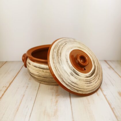 Bułgarski garnek gliniany płaski 3L żaroodporny | JORDANKA Szczotka